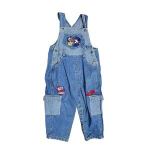Vintage 90s Y2K Disney Mickey Mouse Pluto Denim Overalls 24 Months